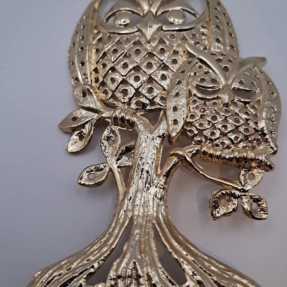 Vintage Owl Earrings Holder 1970s Torino Gold Tone
